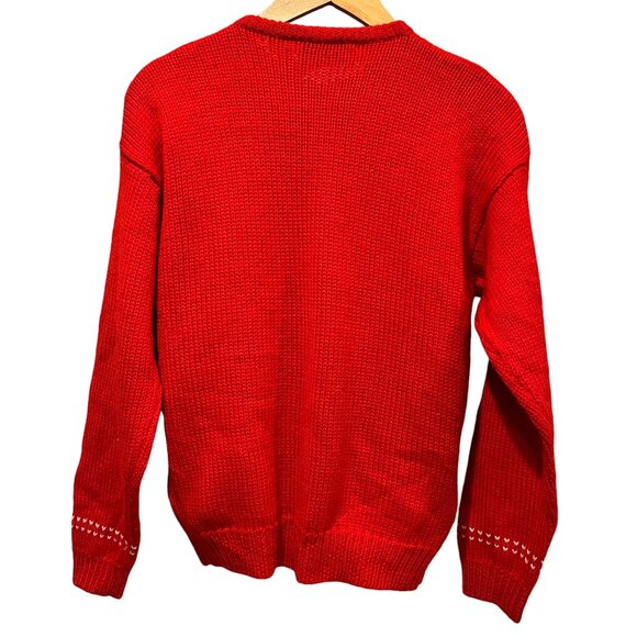 Jayson Younger Vintage Wool Alphabet Cardigan Sweater, Red, M - Picture 6 of 7